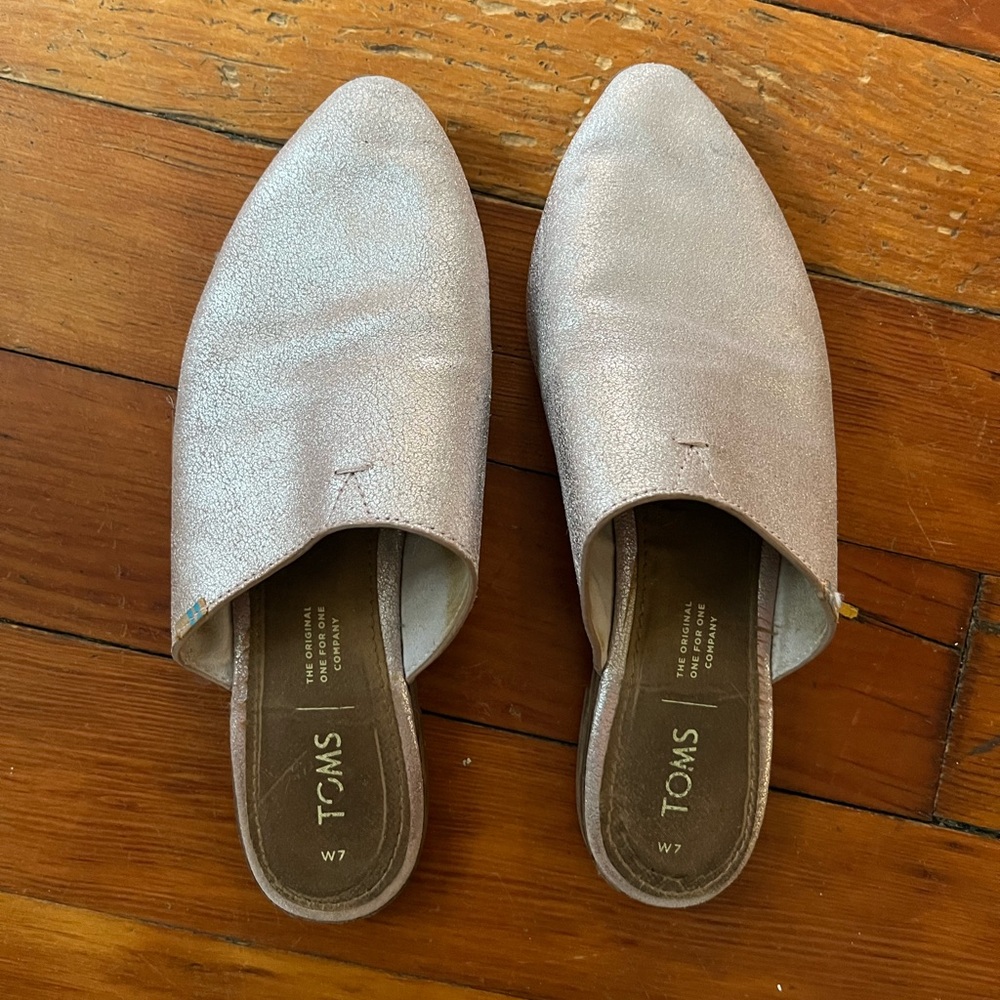 TOMS Women's Silver Slip-On Shoes